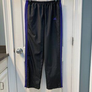 Vintage Adidas Black 3 Purple Stripes Athletic Track Pants Size Medium
